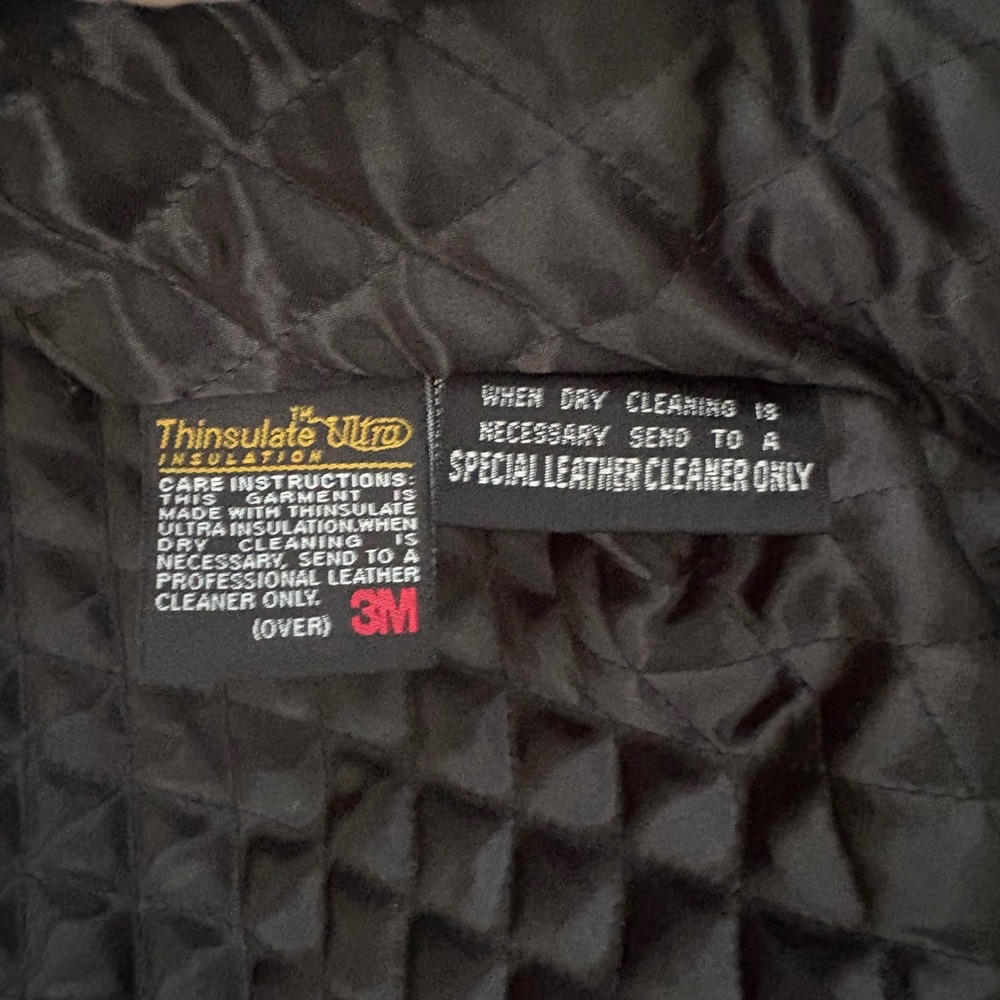 Wilsons Leather Jacket Black Thinsulate Ultra Insulated Zip Up Womens LG Biker - Picture 10 of 13